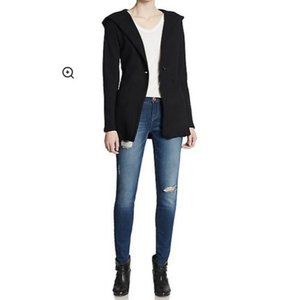 James Perse Black Hooded Cotton Fleece Blazer